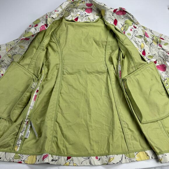 Ann Taylor LOFT Petites Apple Rain Coat Green Pink White Size XSP *NOTE FLAW* - Picture 9 of 13